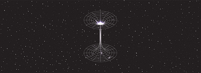 a schematic outline in white of a double tube set against a starry background