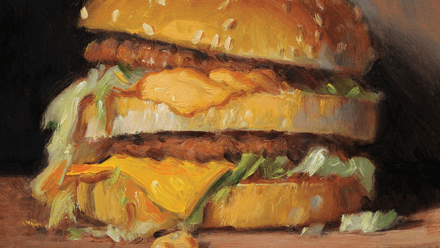 Oil painting of a Big Mac by Noah Verrier