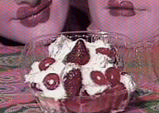 strawberries in cream, in a still taken from Tom Rubnit's 1989 film Strawberry Shortcut