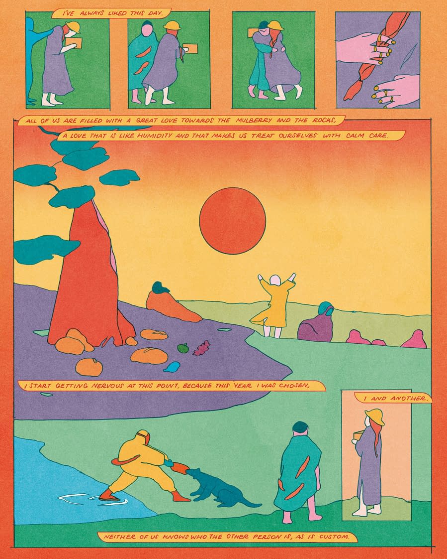 Comic strip about spring and ritual by Maria Medem in bright joyous colors